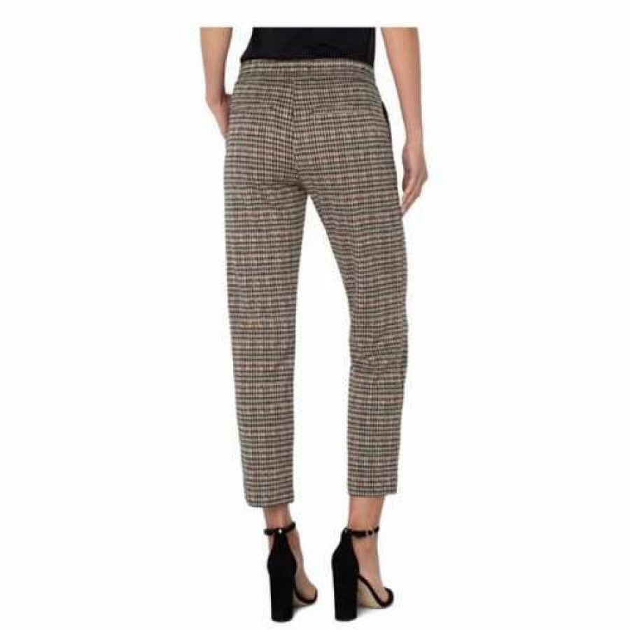 Pants * | Women'S Liverpool Los Angeles Pull On Ankle Trousers Tan Black Abstract Houndst