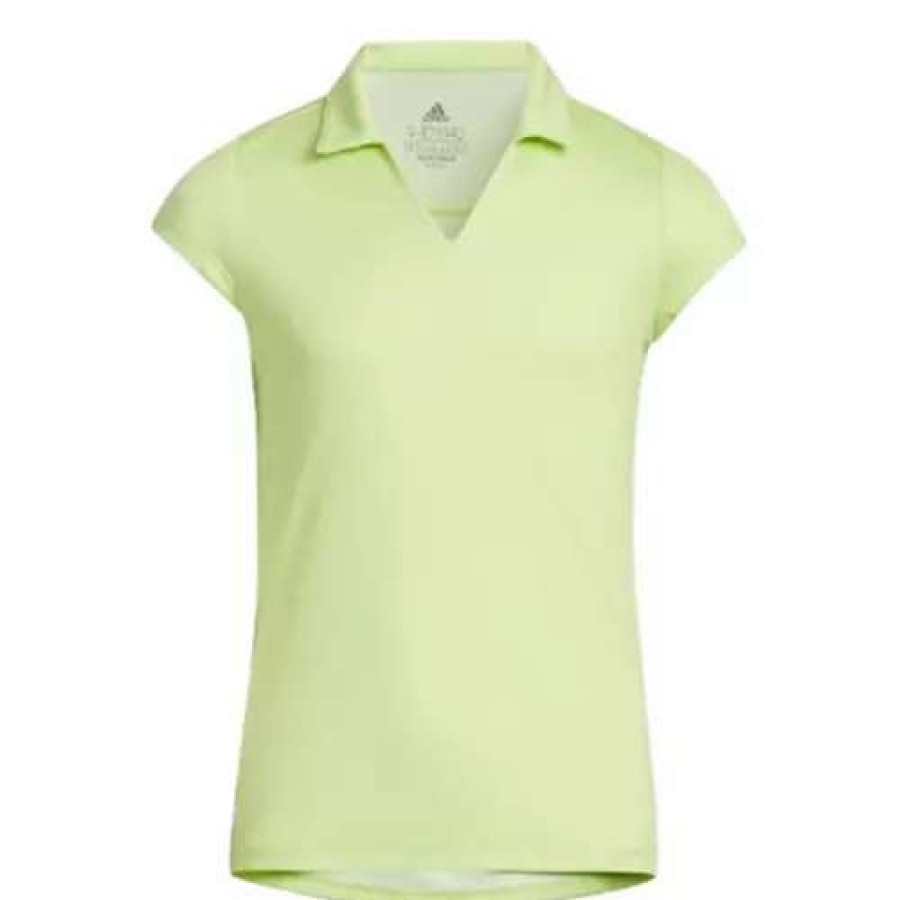 Shirts * | Girls' Adidas Heathered Aeroready Polo Pulse Lime