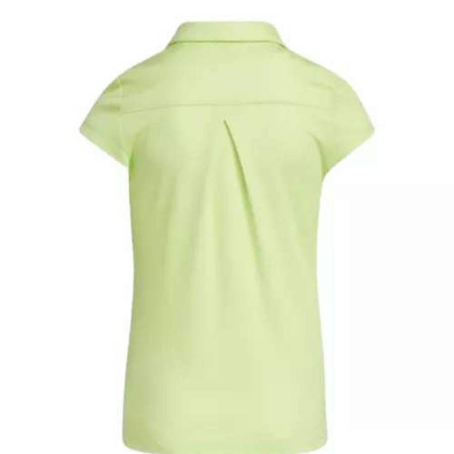 Shirts * | Girls' Adidas Heathered Aeroready Polo Pulse Lime