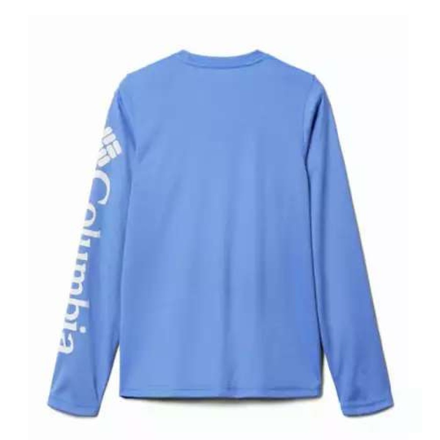 Shirts * | Columbia Boys' Pfg Terminal Tackle Heather Long Sleeve Blue Macaw Heather