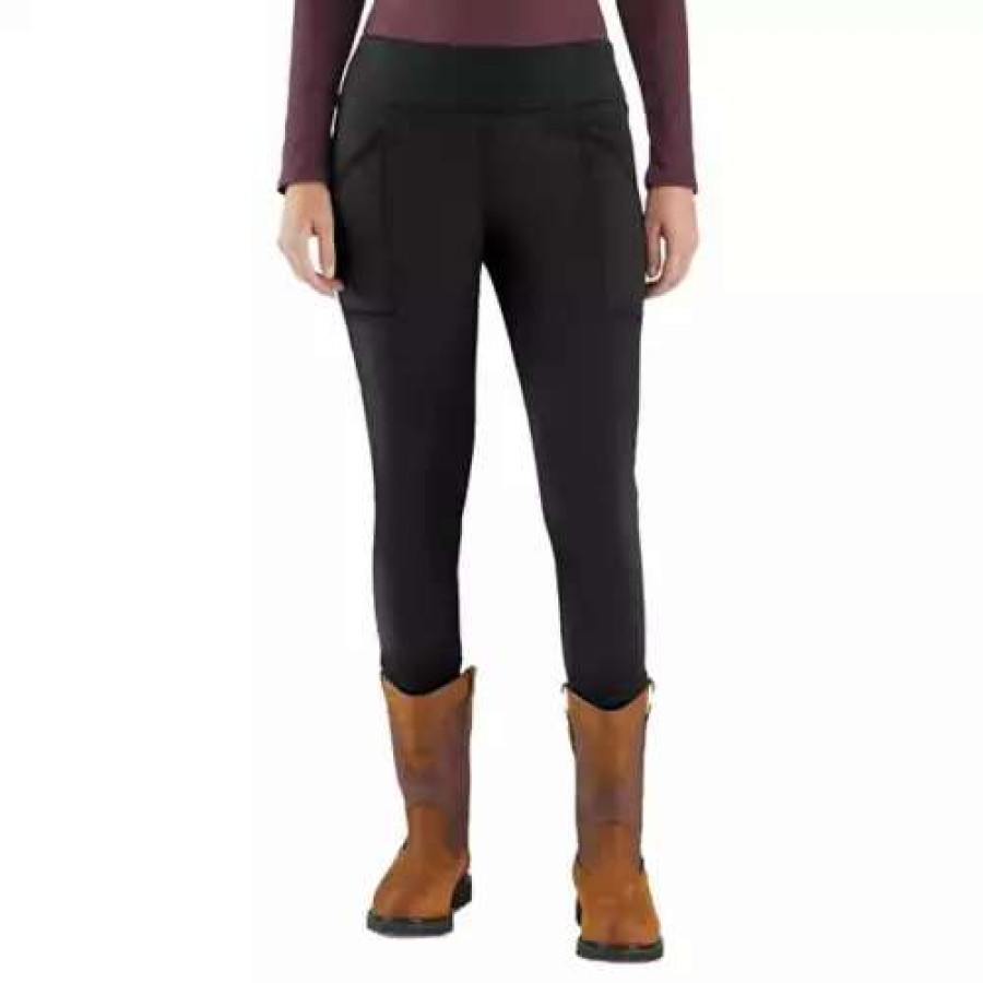 Tights & Leggings * | Women'S Carhartt Force Fitted Heavyweight Lined Leggings Black