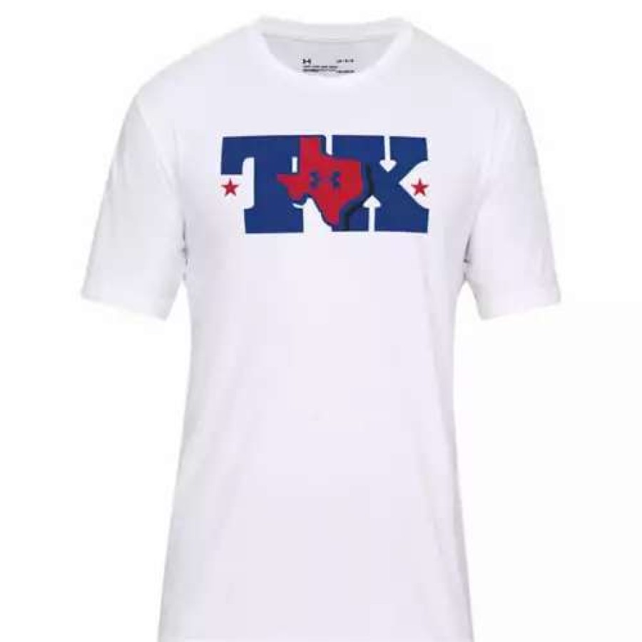 Shirts * | Men'S Under Armour Bl Texas Word T-Shirt White Royal Red