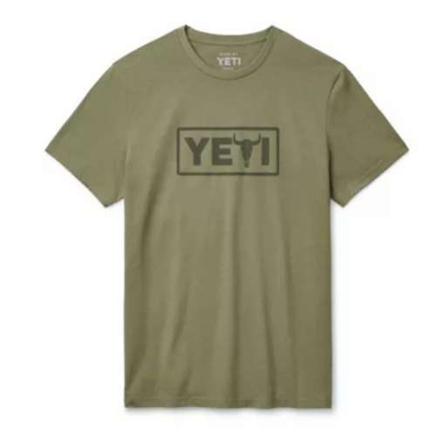 Shirts * | Men'S Yeti Steer Badge Short Sleeve Tee Heather Olive