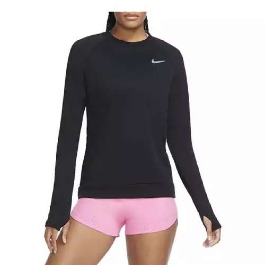 Shirts * | Women'S Nike Pacer Running T-Shirt Black Silver