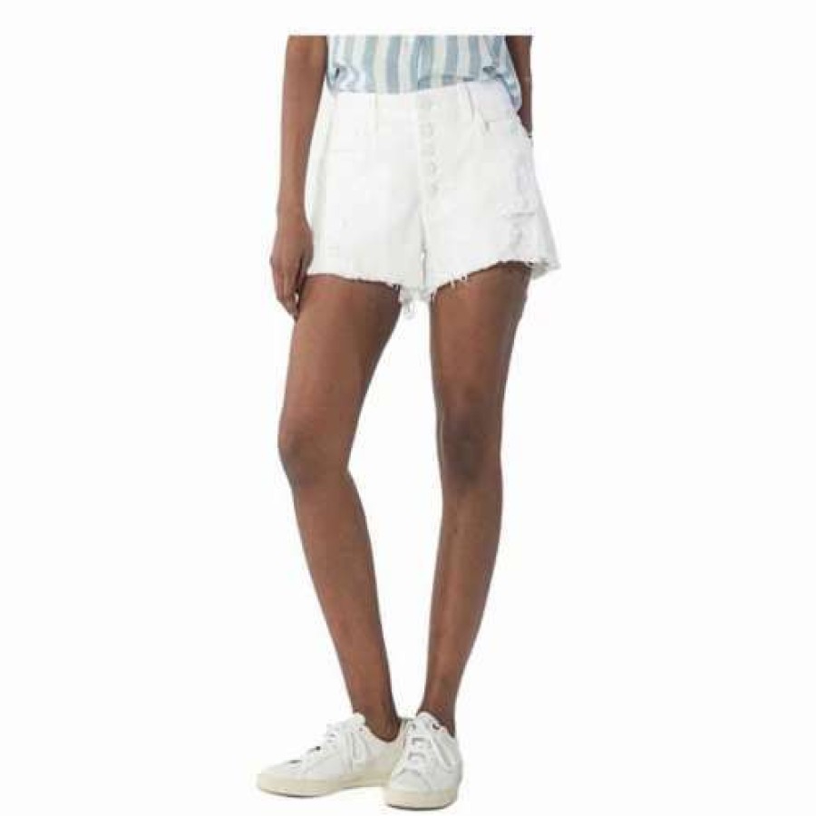 Shorts * | Women'S Kut From The Kloth Jane High Rise Patch Jean Shorts White