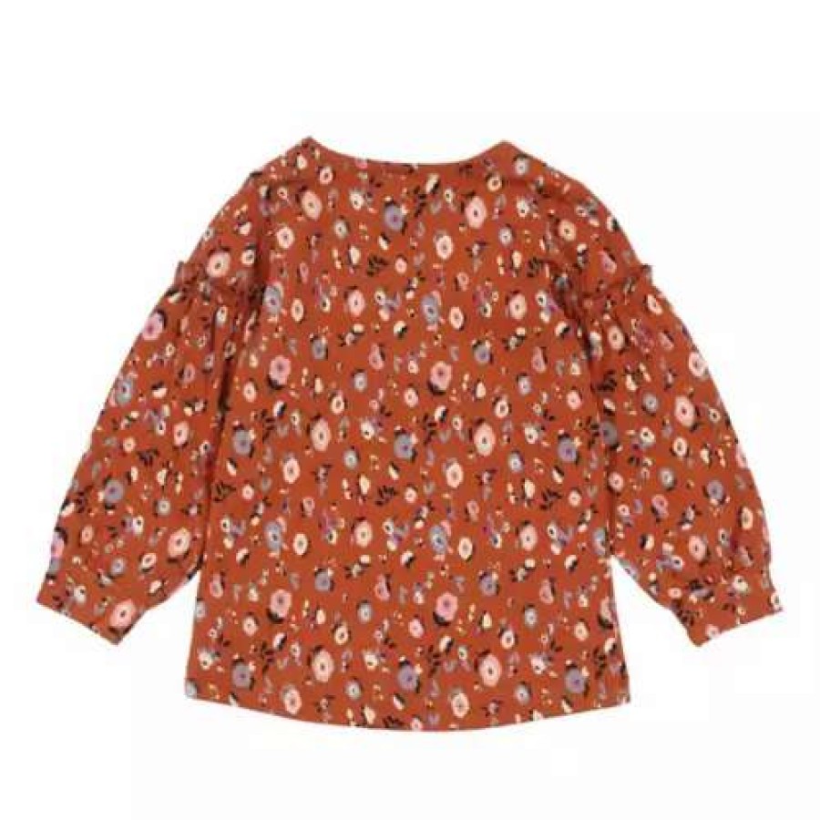 Shirts * | Baby Girls' Nano All Over Print Floral Long Sleeve Shirt Ginger