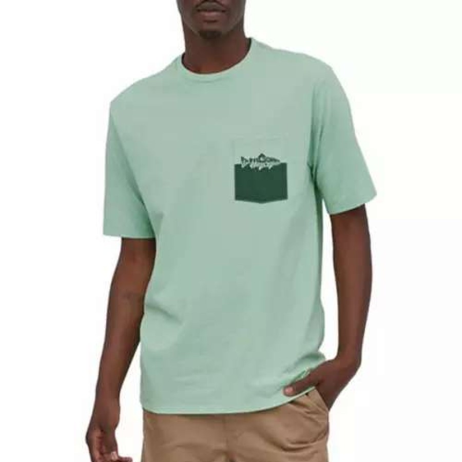 Shirts * | Men'S Patagonia Wild Waterline Pocket Responsibili-Tee Tea Green