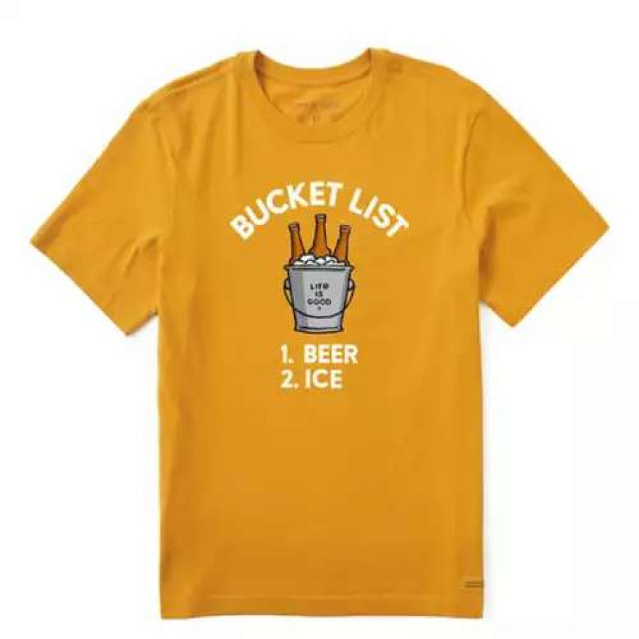 Shirts * | Men'S Life Is Good Bucket List Crusher-Lite T-Shirt Desert Gold