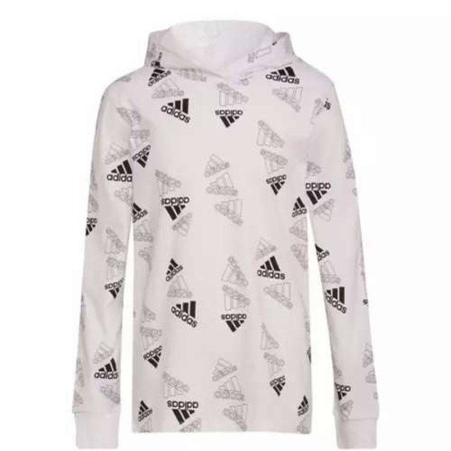 Shirts * | Boys' Adidas Tubing Badge Of Sport Hooded T-Shirt