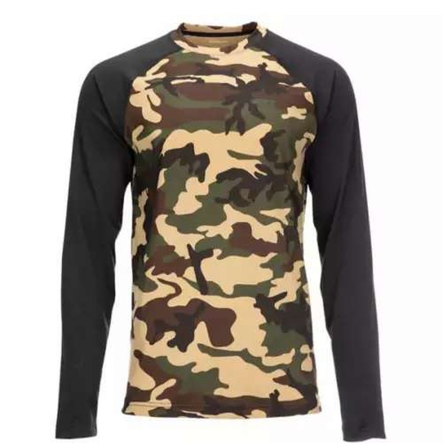 Shirts * | Men'S Simms Lightweight Baselayer Top Woodland Camo