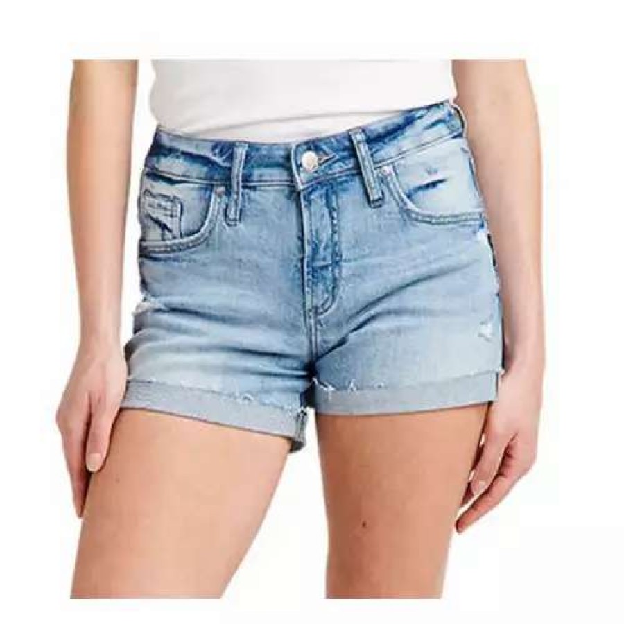 Shorts * | Women'S Silver Jeans Co. Boyfriend Mid Rise Jean Shorts Indigo 172