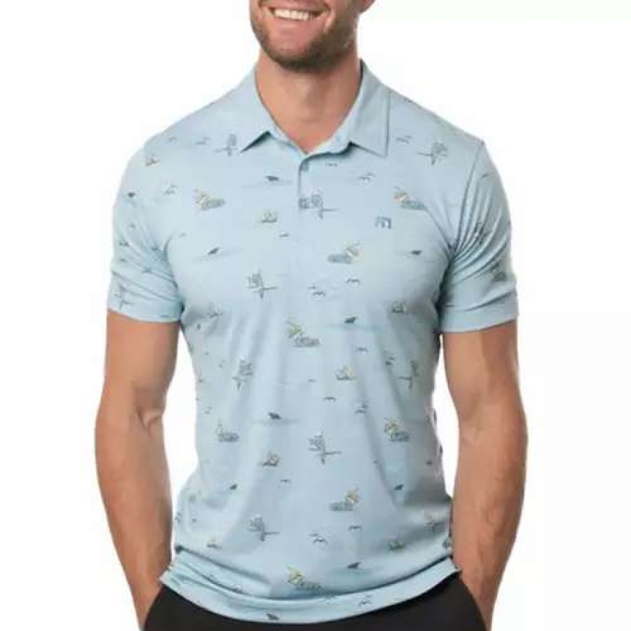 Shirts * | Men'S Travismathew Going Rogue Golf Polo Heather Delphinium