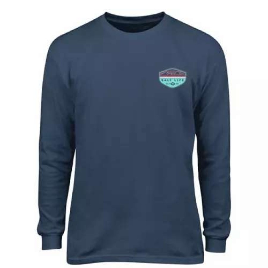 Shirts * | Girls' Salt Life The Flash Long Sleeve T-Shirt Washed Navy