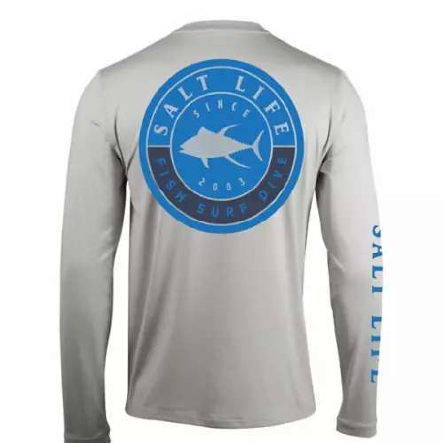 Shirts * | Men'S Salt Life Sea Captain Slx Long Sleeve T-Shirt Mist Grey Heather