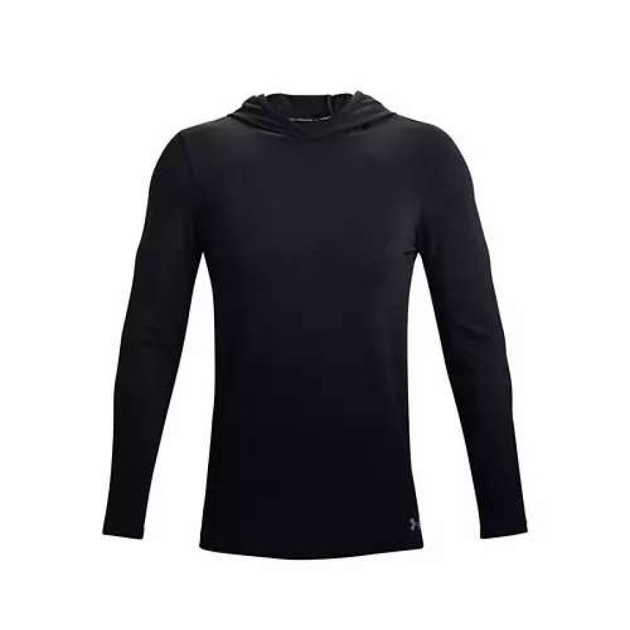 Shirts * | Men'S Under Armour Seamless Lux Lite Hoodie Black Grey Heather