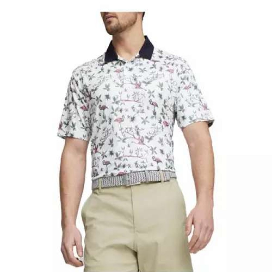 Shirts * | Men'S Puma Mattr Lagoon Golf Polo Bright White / Flamingo Pi