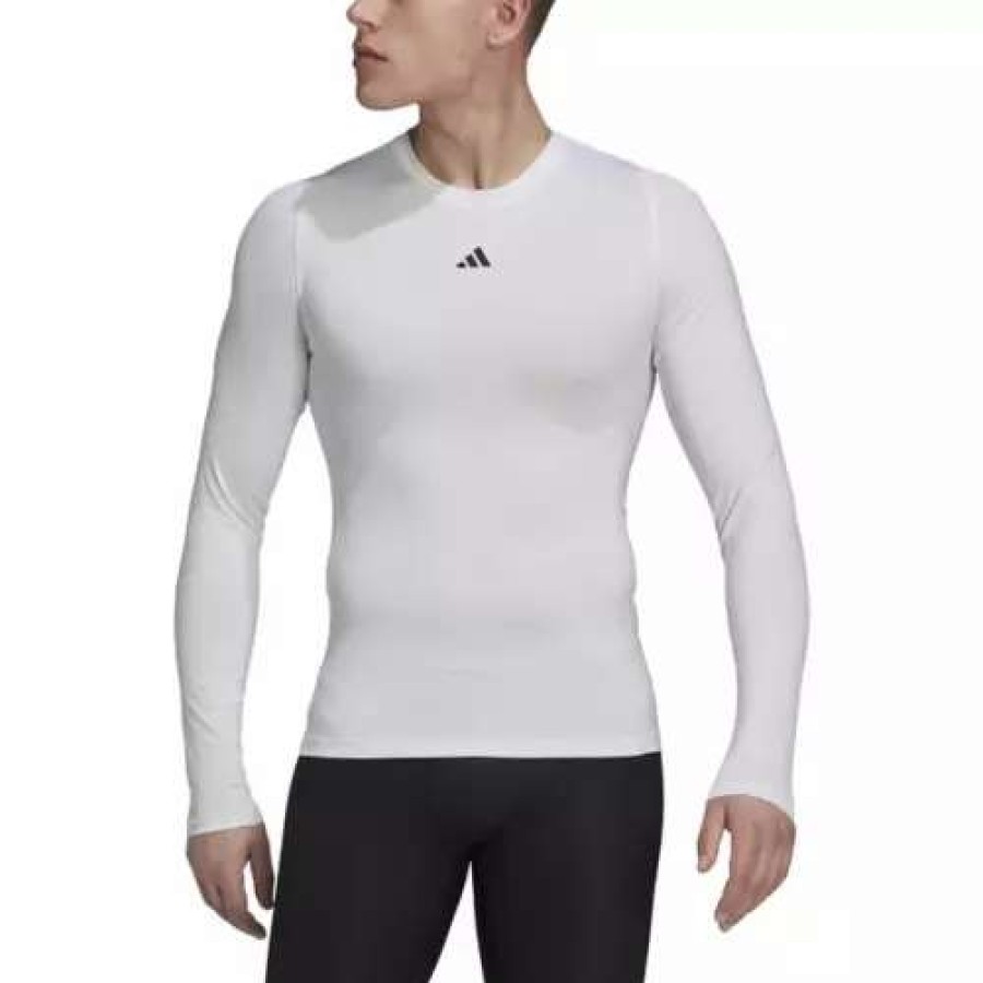 Shirts * | Men'S Adidas Techfit Training Long-Sleeve Top White