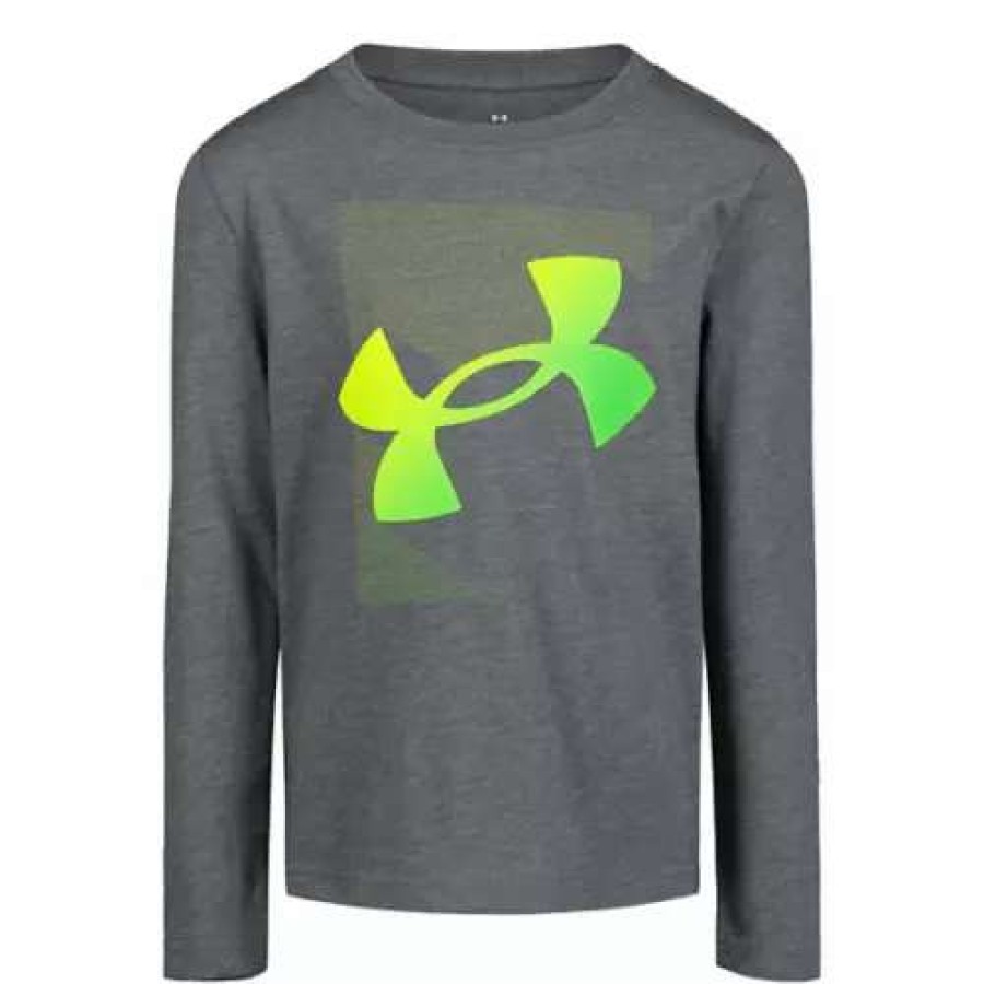 Shirts * | Boys' Under Armour Poppin Logo Long Sleeve Shirt Pitch Grey Heather