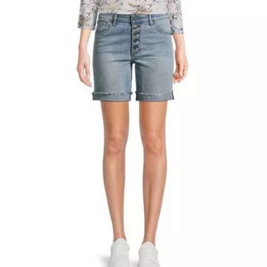 Shorts * | Women'S Kut From The Kloth Catherine Exposed Button Fly Rolled Raw Hem Boyfriend Jean Shorts Need