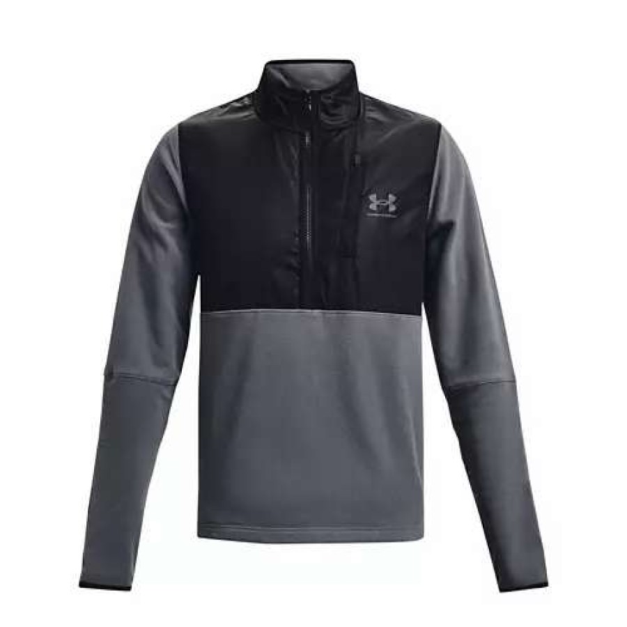 Shirts * | Men'S Under Armour Coldgear 1/2 Zip Sweatshirt Black/White/Pitch Gray