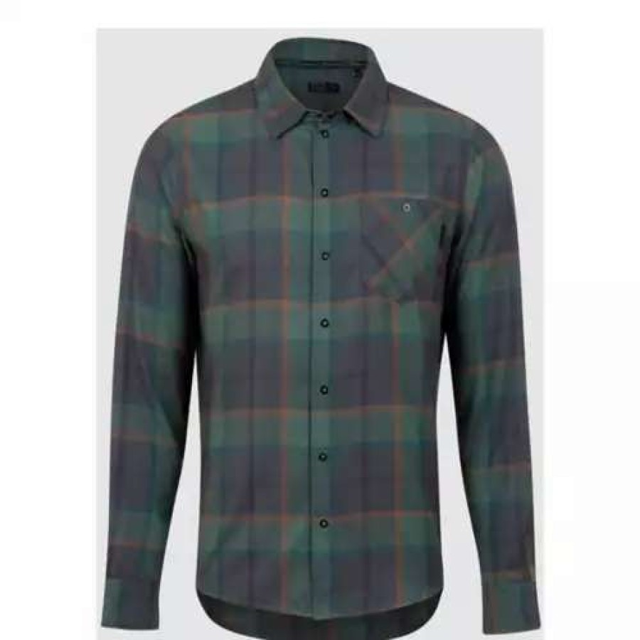 Shirts * | Men'S Pearl Izumi Rove Flannel Shirt Urban Sage/Pale Pine