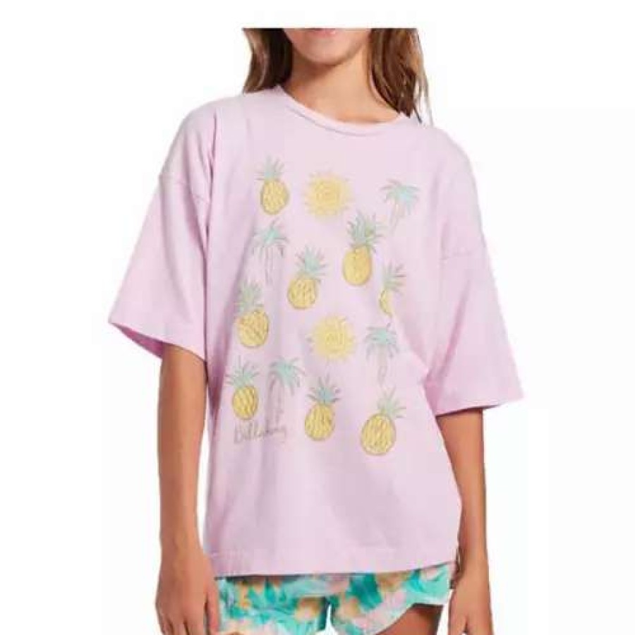 Shirts * | Girls' Billabong Pineapple Party Oversized T-Shirt Light Lilac