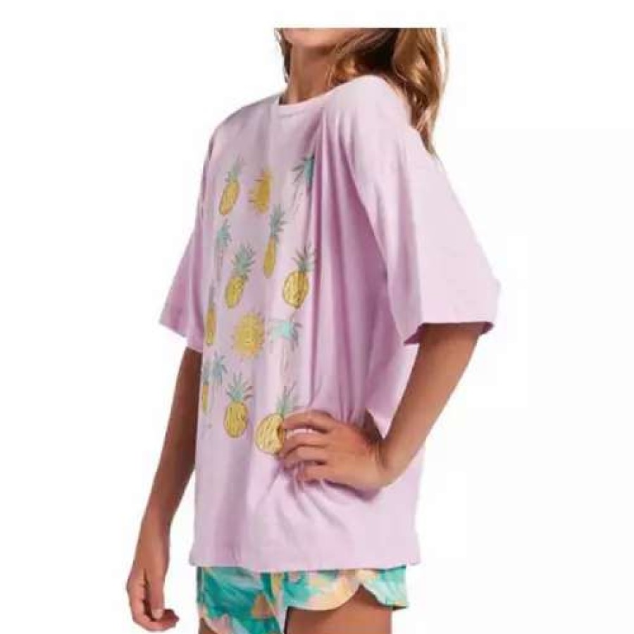 Shirts * | Girls' Billabong Pineapple Party Oversized T-Shirt Light Lilac