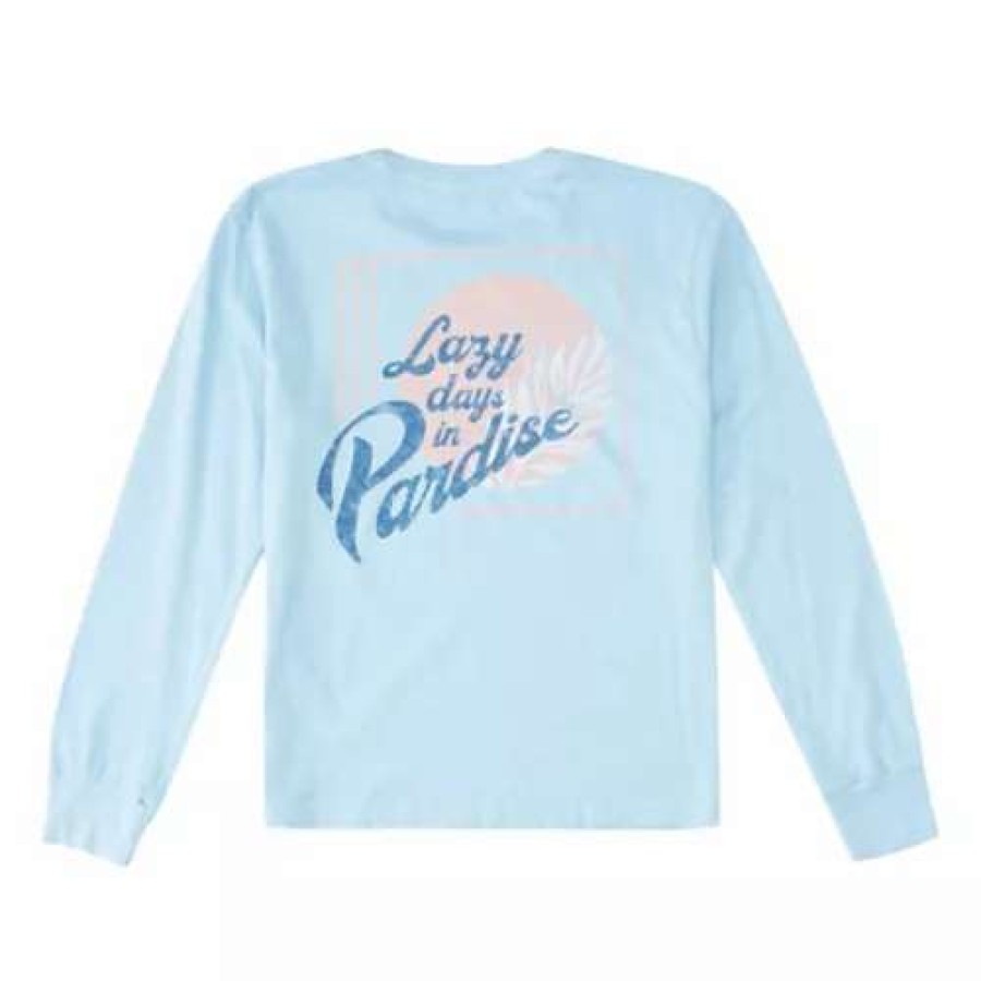 Shirts * | Girls' Roxy Lay Z Vintage Graphic Long Sleeve T-Shirt Cerulean