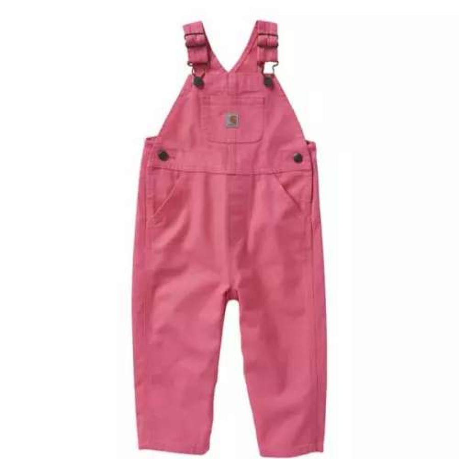 Bibs & Overalls * | Toddler Girls' Carhartt Washed Canvas Bib Overalls Pink Lemonade