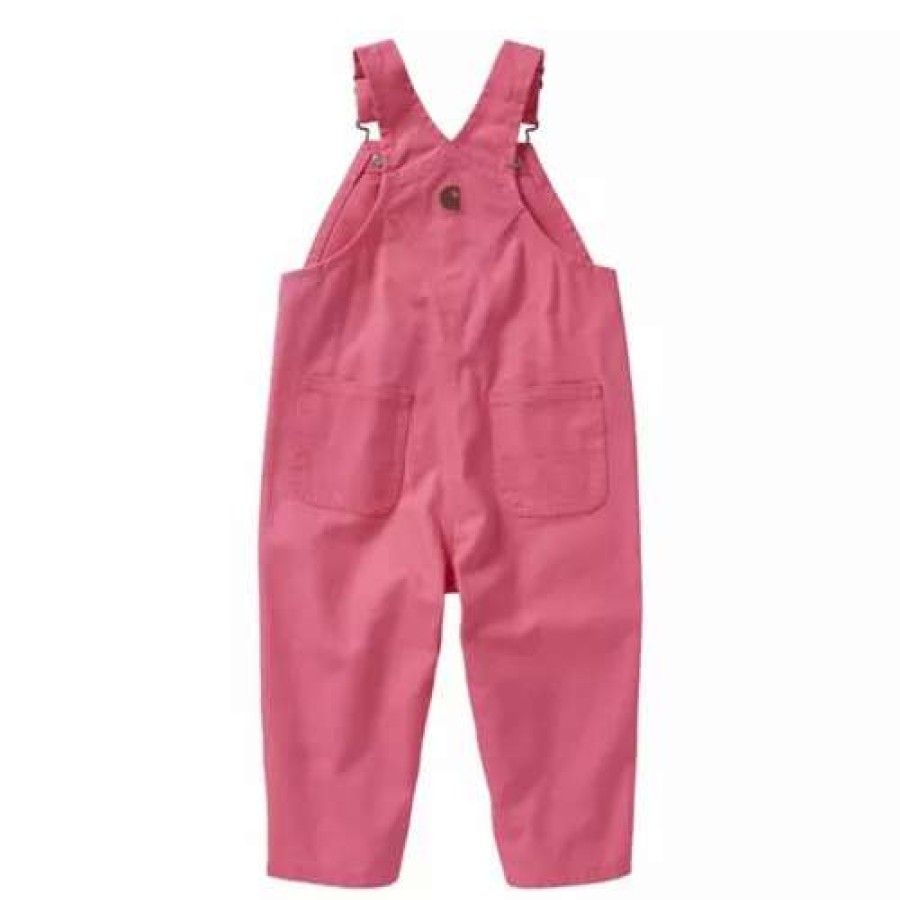 Bibs & Overalls * | Toddler Girls' Carhartt Washed Canvas Bib Overalls Pink Lemonade