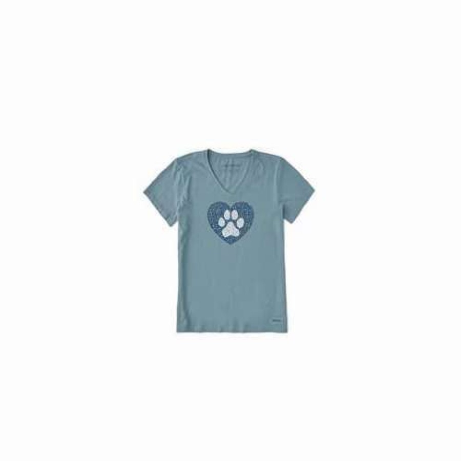 Shirts * | Women'S Life Is Good Animal Heart Crusher-Lite V-Neck T-Shirt SmoWholesale Blue