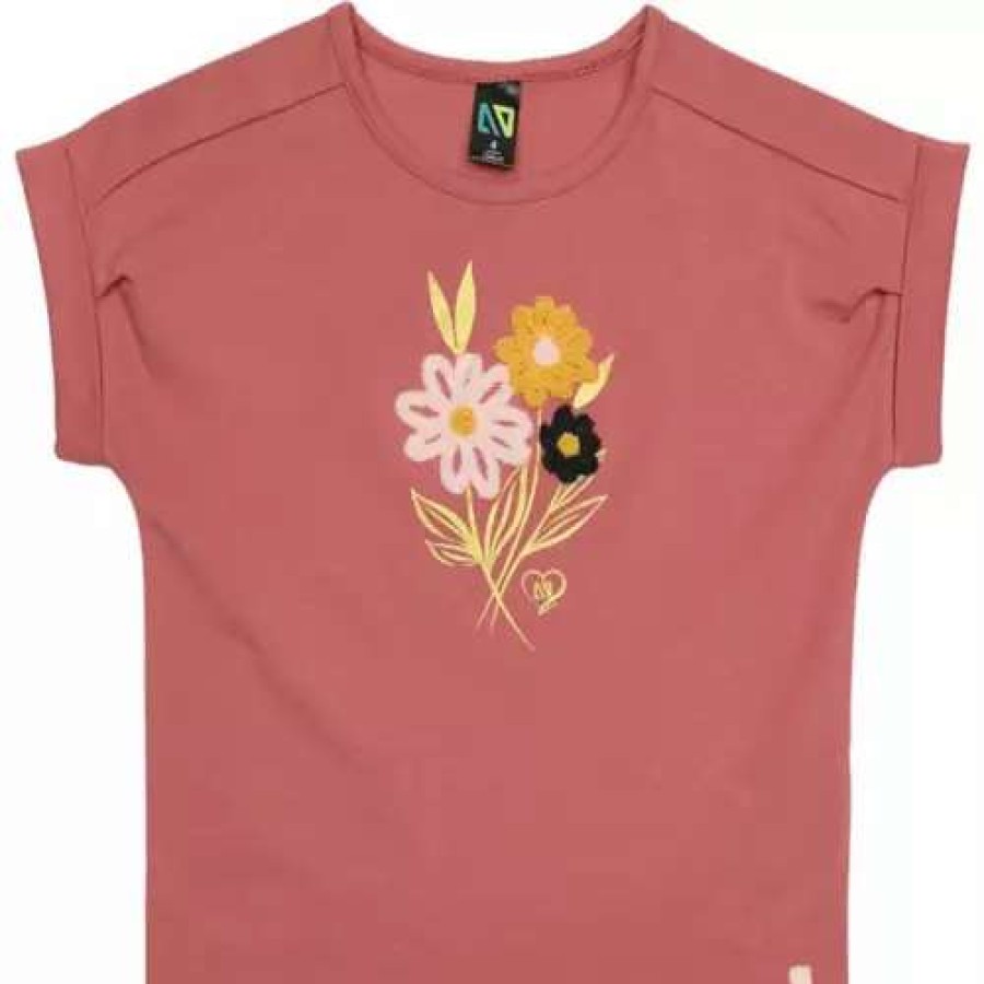 Shirts * | Girls' Nano Embroidered Floral T-Shirt Sunset/Yellow