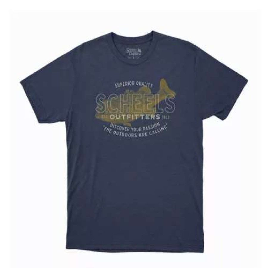 Shirts * | Scheels Outfitters Men'S Scheels Outfitter Large Mouth Bass T-Shirt Navy Heather