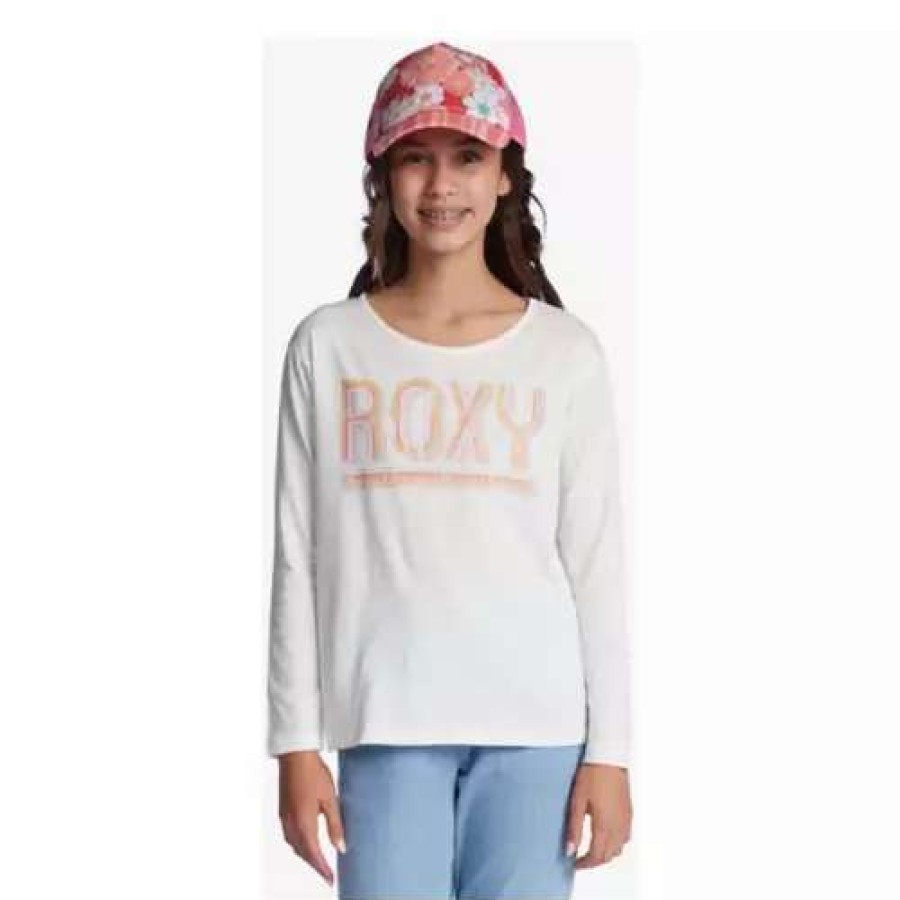 Shirts * | Girls' Roxy The One Organic Long Sleeve T-Shirt Snow White