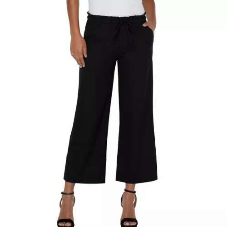 Pants * | Women'S Liverpool Los Angeles Tie Wide Leg Pants Black