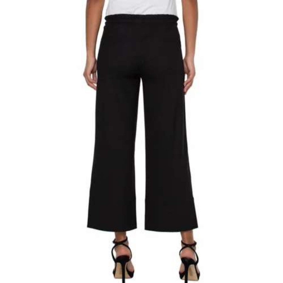 Pants * | Women'S Liverpool Los Angeles Tie Wide Leg Pants Black