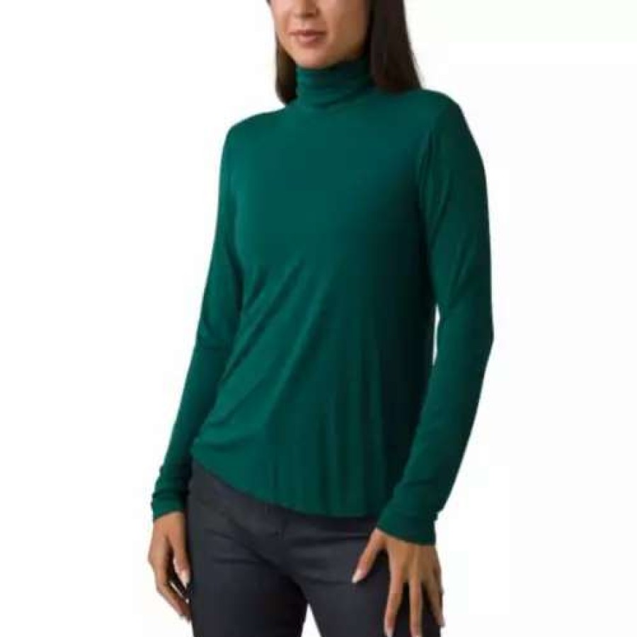 Shirts * | Women'S Prana Foundation Turtleneck Shirt Deep Pine Heather