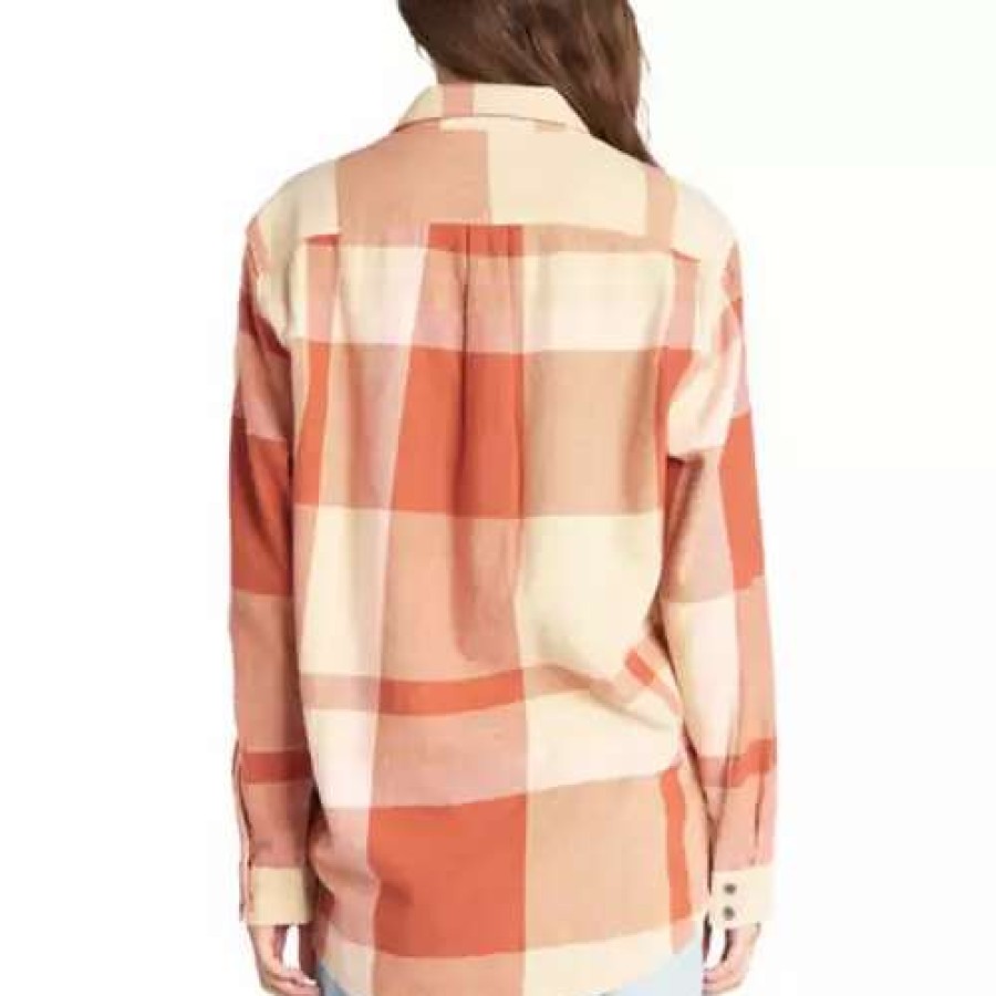 Shirts * | Women'S Roxy Let It Go Long Sleeve Shirt Beige Checkin