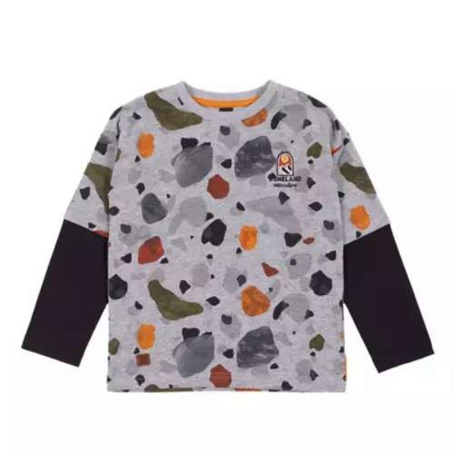 Shirts * | Boys' Nano Long Sleeve Printed Jersey T-Shirt Grey Heather Mix