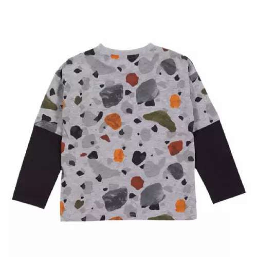 Shirts * | Boys' Nano Long Sleeve Printed Jersey T-Shirt Grey Heather Mix