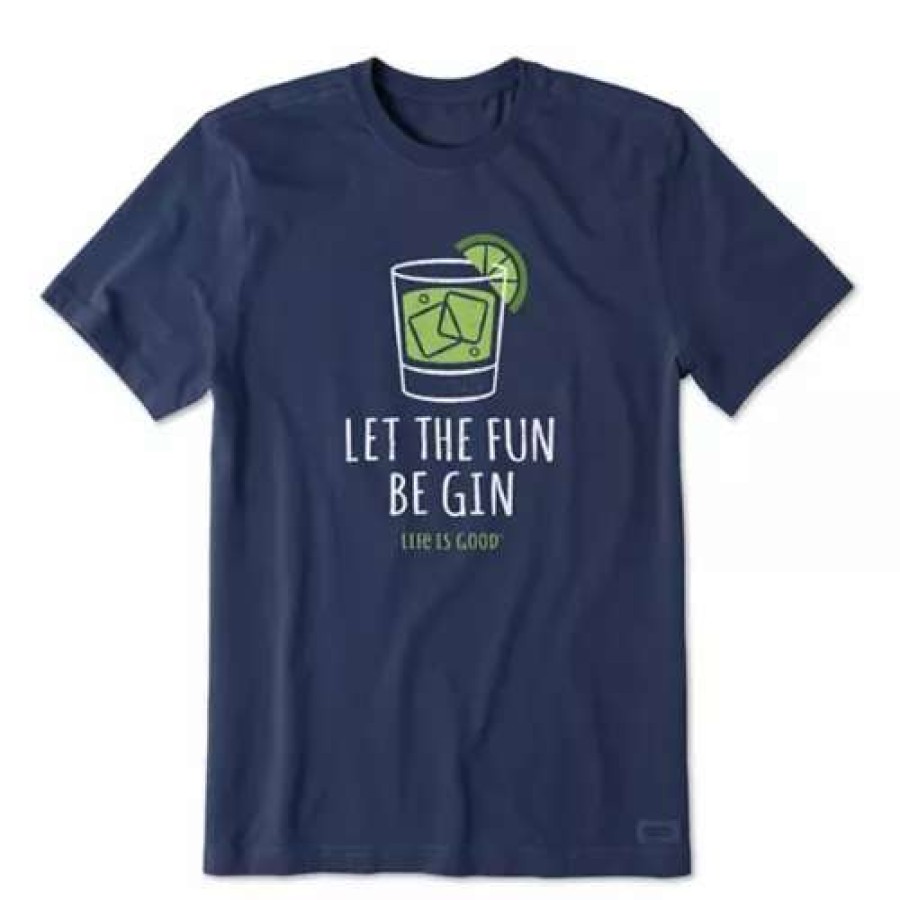 Shirts * | Men'S Life Is Good Let The Fun Be Gin T-Shirt Darkest Blue