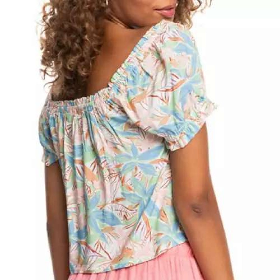 Shirts * | Women'S Roxy Shallow Love Short Sleeve Top Sprucetone Les Fleurs