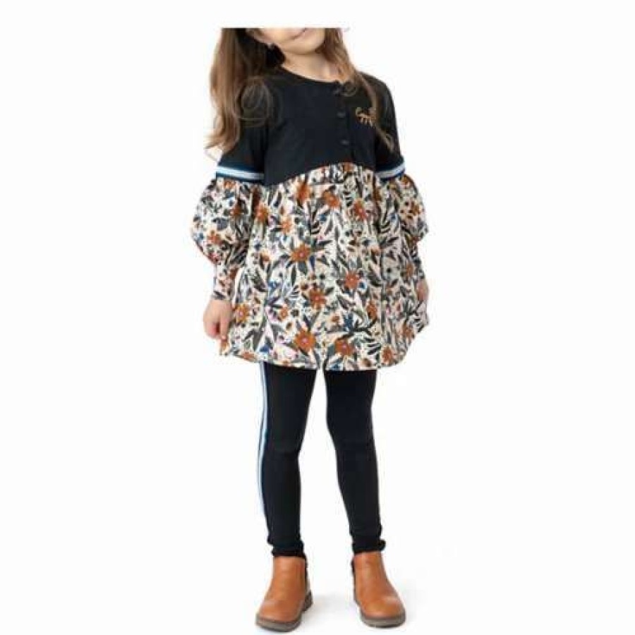 Shirts * | Girls' Nano Tunic Floral Longe Sleeve Shirt Bone