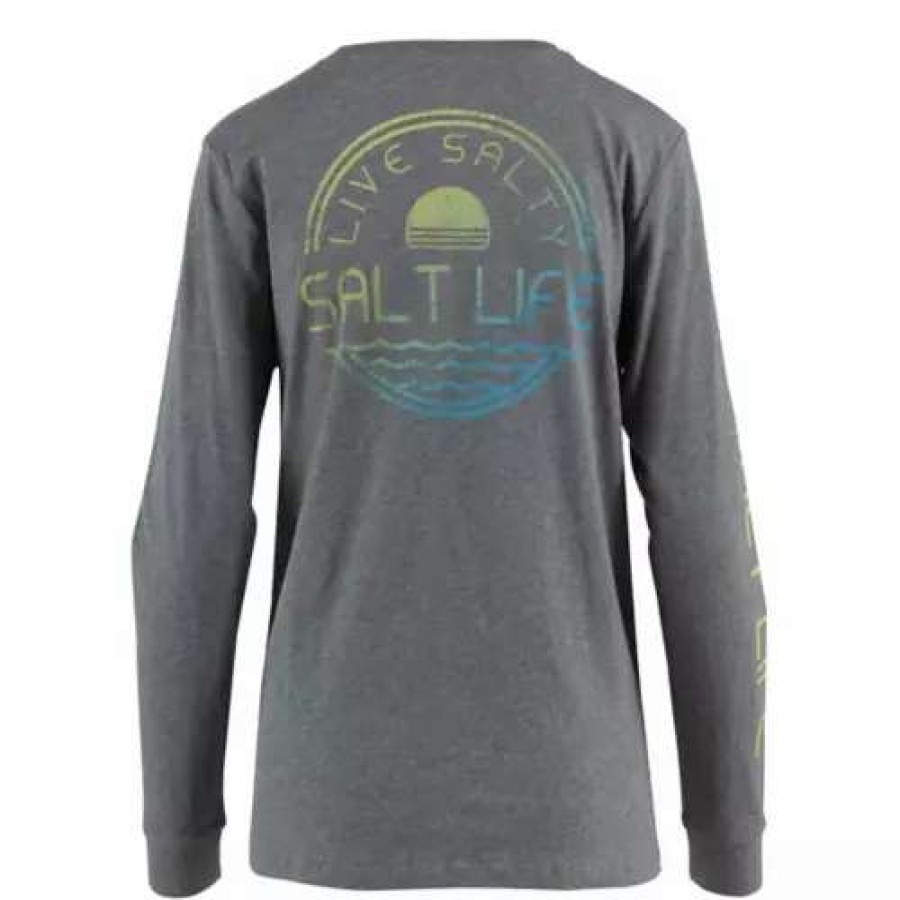 Shirts * | Women'S Salt Life Salterrific Long Sleeve T-Shirt Heather Grey