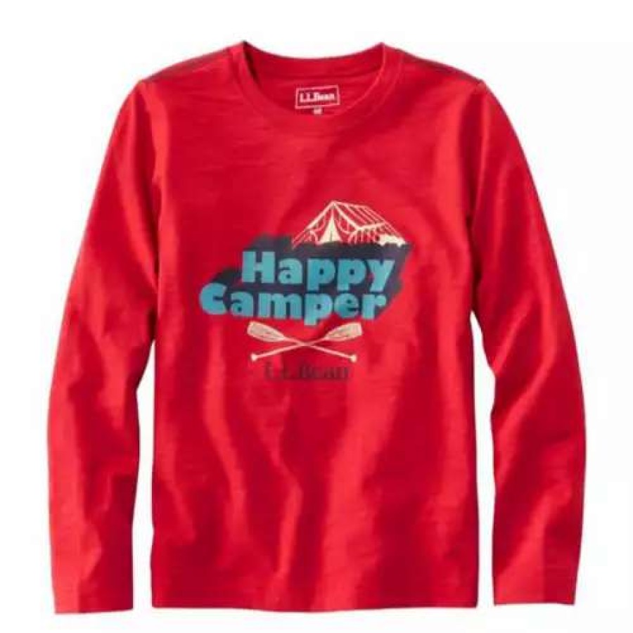 Shirts * | Boys' L.L.Bean Graphic Glow In The Dark Long Sleeve T-Shirt Dark Red