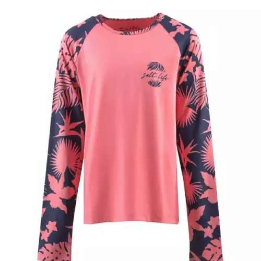 Shirts * | Girls' Salt Life Amerituna Escapism Long Sleeve Shirt Coral Heather