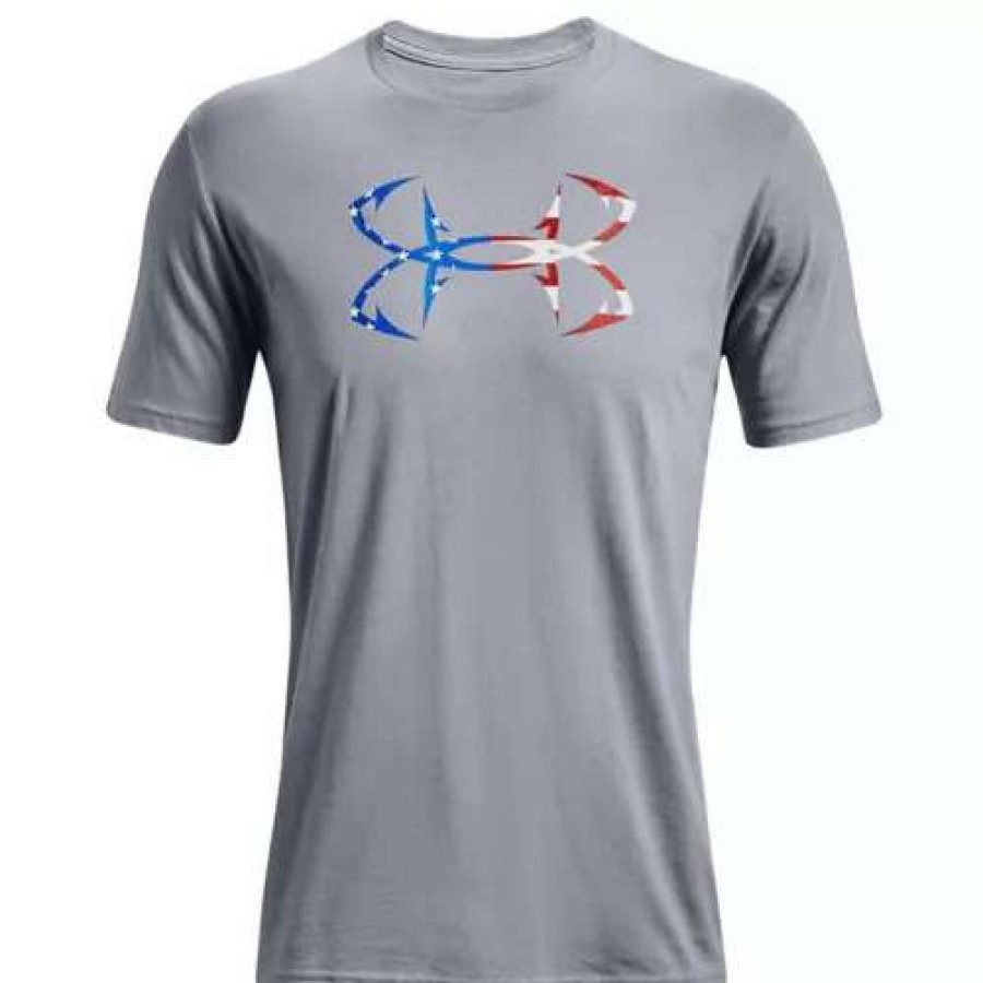 Shirts * | Men'S Under Armour Freedom Hook Tee Steel/White