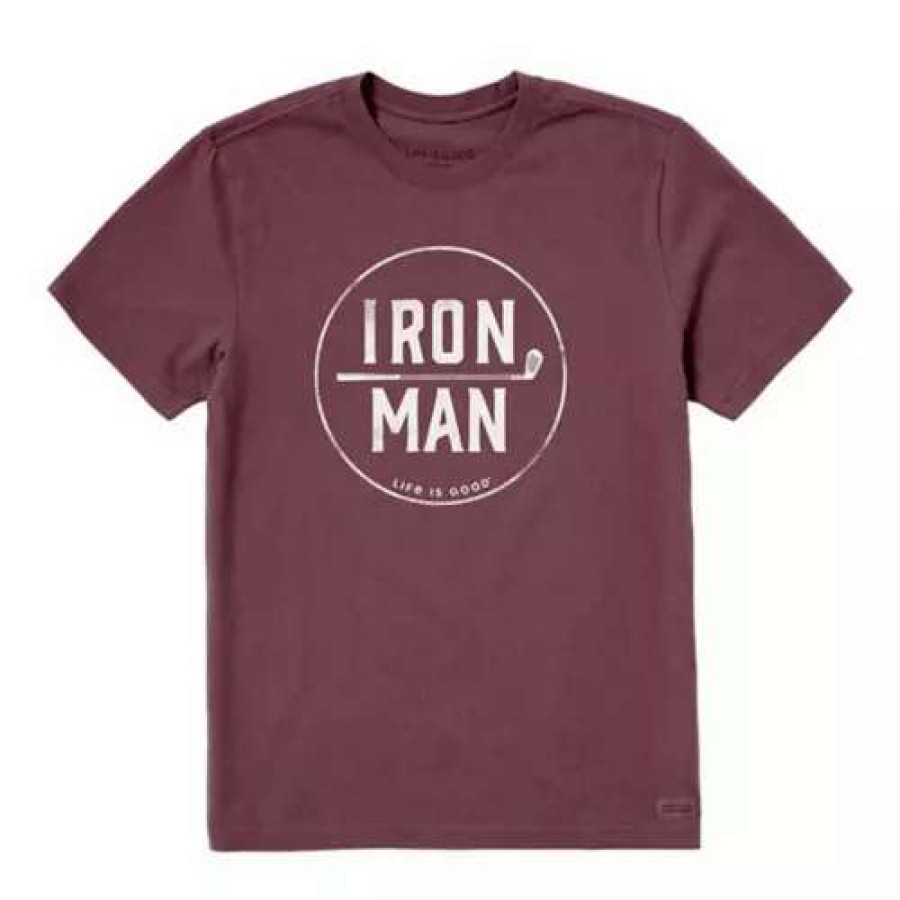 Shirts * | Men'S Life Is Good Iron Man Crusher T-Shirt Mahogany Brown