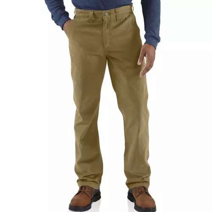 Pants * | Men'S Carhartt Rugged Work Khaki Pants Dark Khaki