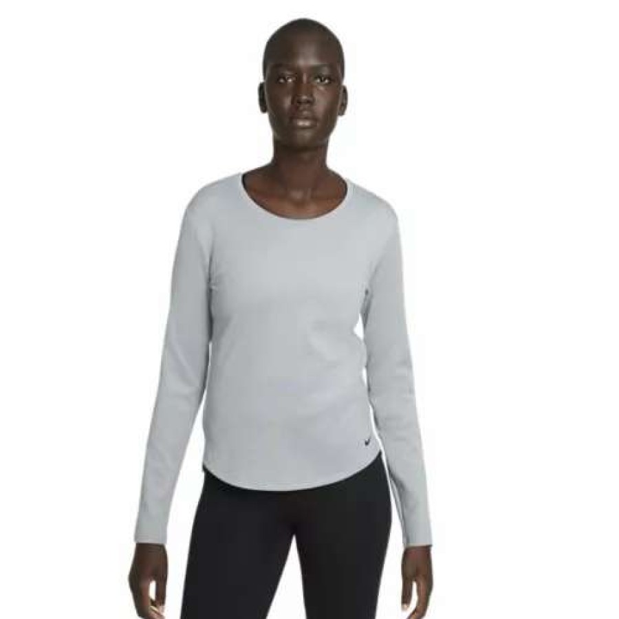 Shirts * | Women'S Nike Therma-Fit One Long Sleeve Top Particle Grey/Htr/Black